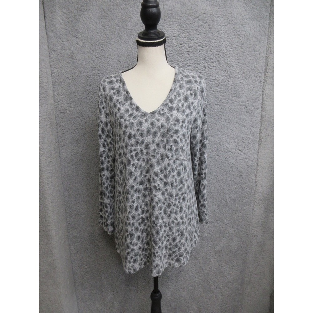 Soma Pajama Set Women M Gray Animal Print Lounge Chic Cozycore Sleepwear